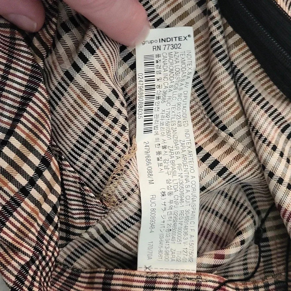 🛍Zara‎ Woman Brown Plaid Tie Front Back Zip Pencil Skirt Womens Size Medium - Picture 6 of 10